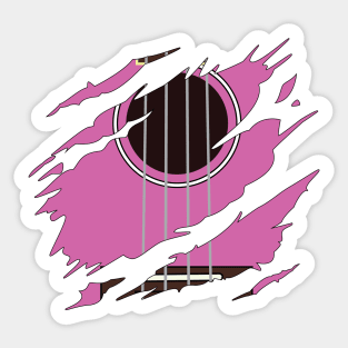 Ripped Ukulele Pink Color Sticker